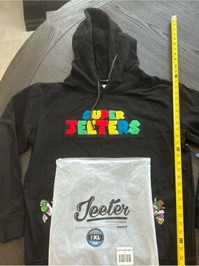 Baby Super “Mario Bros Themed” JEETERS Black XL NWT RARE Numbered Sweatshirt